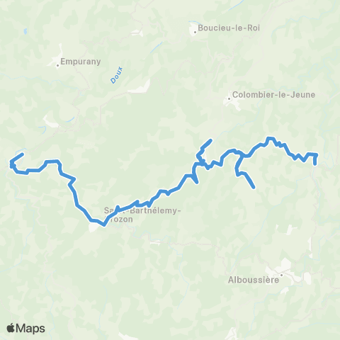 ARA Cars Ardèche - Scolaire Gilhoc s/ Ormeze - St Sylvestre - Lamastre map