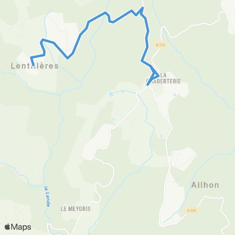 ARA Cars Ardèche - Scolaire Regie de Ailhon - Lentilleres map