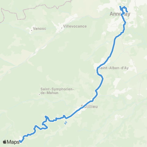 ARA Cars Région Ardèche Annonay-Satilleu-Lalouvesc / le Cheylard-Annonay map