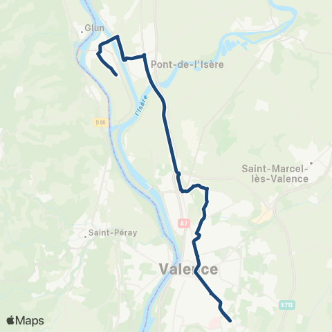 ARA Cars Région Drôme - Scolaire Sco Valence - Bourg - la Roche de Glun map