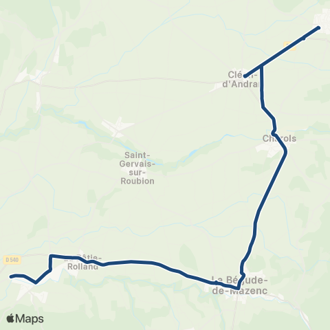 ARA Cars Région Drôme - Scolaire Sco Begude de Mazenc - Puy St Martin map