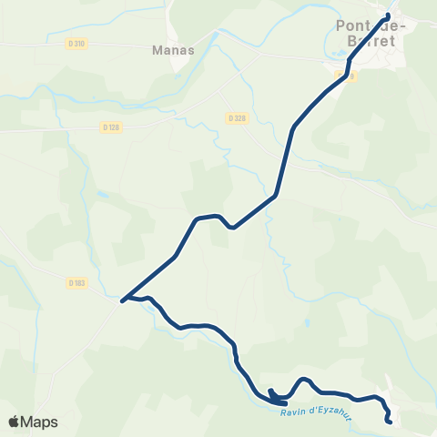 ARA Cars Région Drôme - Scolaire Sco Eyzahut - Pont de Barret map