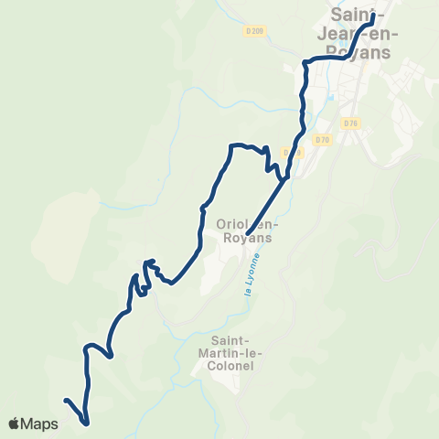 ARA Cars Région Drôme - Scolaire Sco Oriol en Royans - St Jean en Royans map
