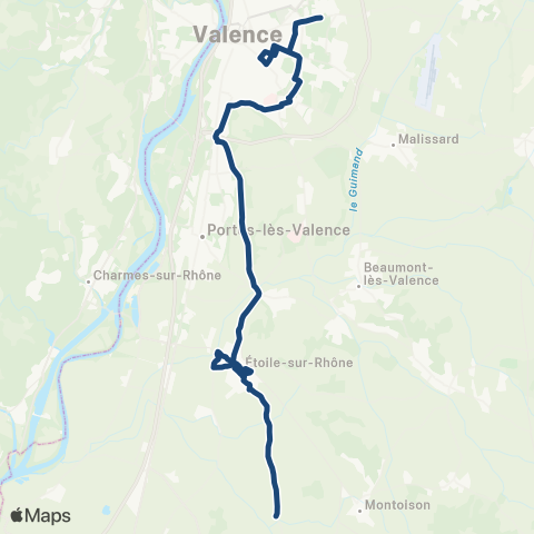 ARA Cars Région Drôme - Scolaire Sco Grane - Allex - Beauvallon - Valence map