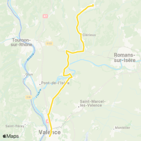 ARA Cars Région Drôme Valence Gare - St Donat map