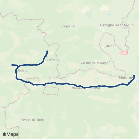 ARA Cars Région Drôme Ballons - Sederon vers Sisteron (TAD) map