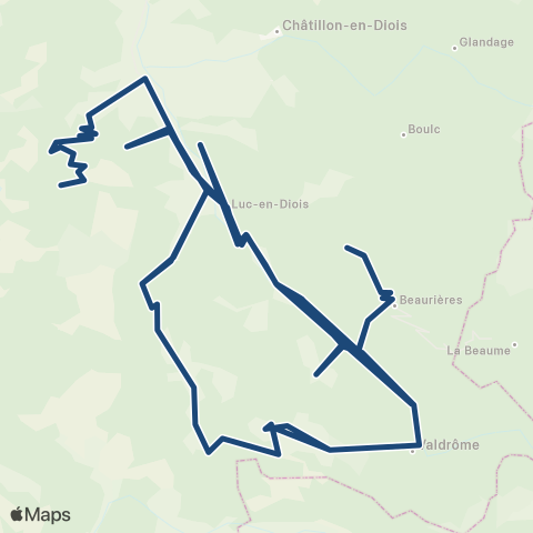 ARA Cars Région Drôme Desserte Luc en Diois (TAD) map