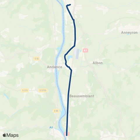 ARA Cars Région Drôme - Scolaire Sco Beausemblant - Anneyron - St Rambert map