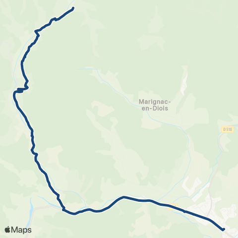 ARA Cars Région Drôme - Scolaire Sco St Julien de Quint - Vacheres - Die map