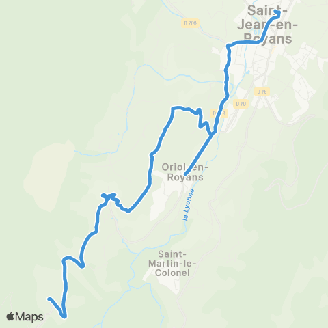 ARA Cars Région Drôme - Scolaire SCO Oriol en Royans - St Jean en Royans map