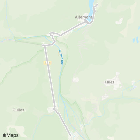 ARA Cars Région Isère - Scolaire Vaujany-Oz-Allemont-Bourg d'Oisans map