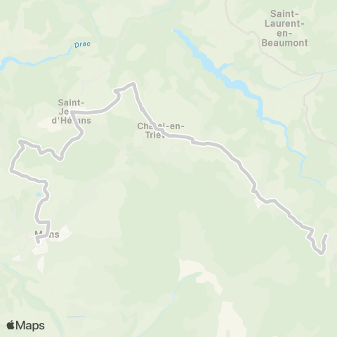 ARA Cars Région Isère - Scolaire Cordeac-Saint Sebastien-Mens map