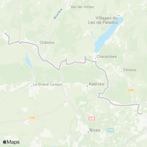 ARA Cars Région Isère - Scolaire Bizonnes-Oyeu-Voiron map