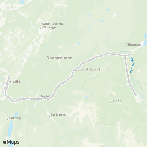 ARA Cars Région Isère - Scolaire Bourg d'Oisans-Vizille map