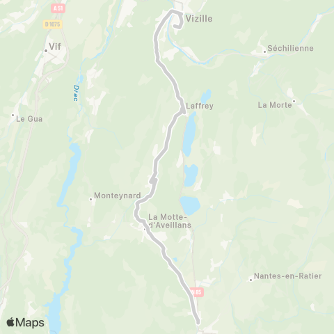 ARA Cars Région Isère - Scolaire La Mure-la Motte d'Aveillans-Vizille map