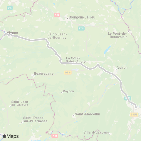 ARA Cars Région Isère - Scolaire Vienne-Grenoble map