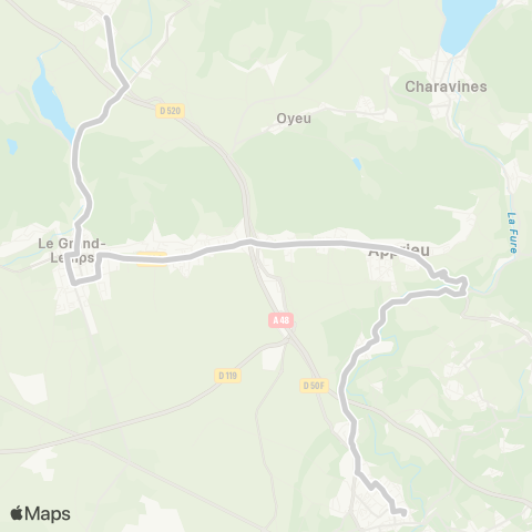 ARA Cars Région Isère - Scolaire Chabons-Apprieu-Rives map