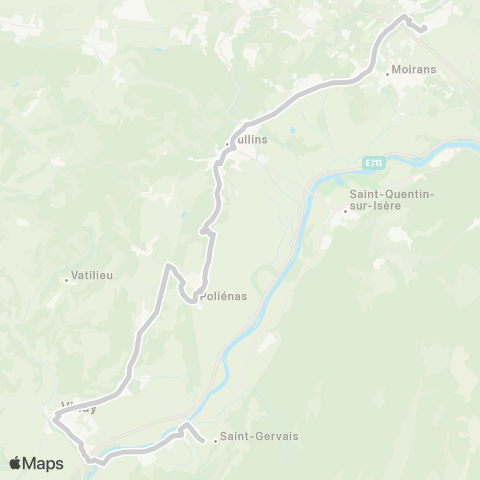 ARA Cars Région Isère - Scolaire St Gervais-Vinay-Polienas-St Jean de M. map