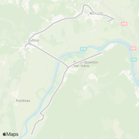 ARA Cars Région Isère - Scolaire Polienas-la Rivière-St Quentin-Moirans map