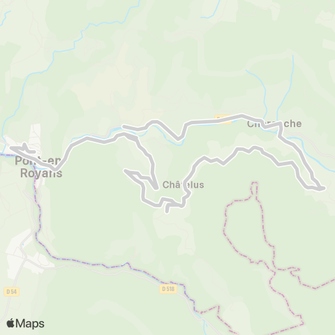 ARA Cars Région Isère - Scolaire Chatelus-Choranche-Pt en Royans map