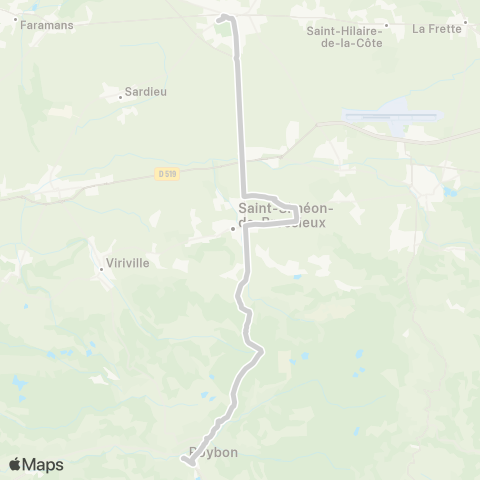 ARA Cars Région Isère - Scolaire Roybon-St Siméon-la Cote St André map