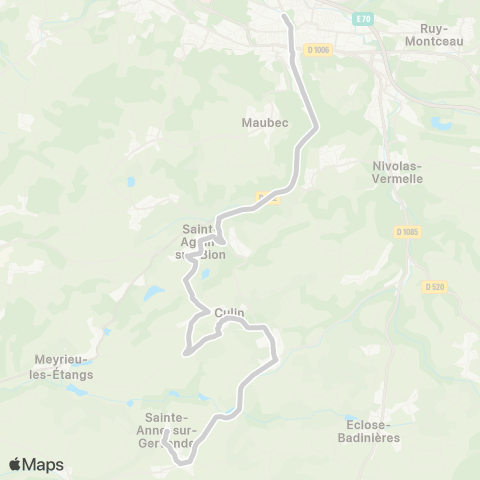 ARA Cars Région Isère - Scolaire Ste Anne sur Gervonde-St Agnin sur Bion map