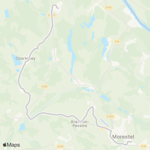 ARA Cars Région Isère - Scolaire Bouvesse-Courtenay-Morestel map