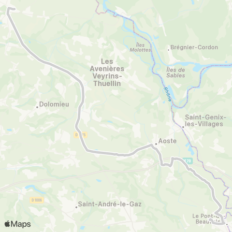 ARA Cars Région Isère - Scolaire Morestel-les Avenières-Pt Beauvoisin map