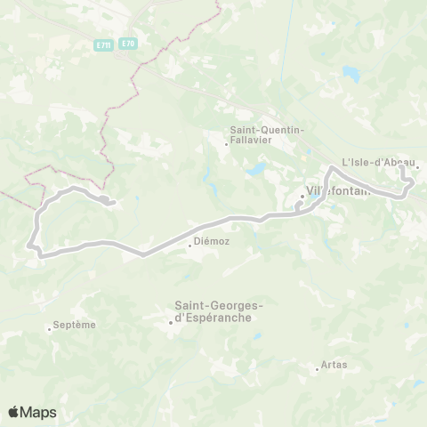 ARA Cars Région Isère - Scolaire St J. Chaleyssin-Heyrieux-l'Isle d'Abeau map