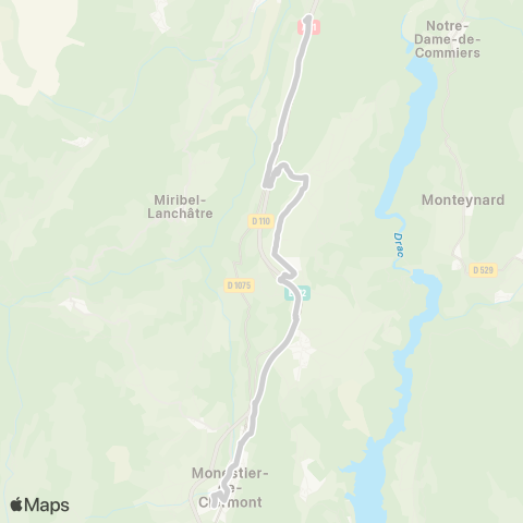 ARA Cars Région Isère - Scolaire St Martin de la Cluze-Sinard-Monestier d map