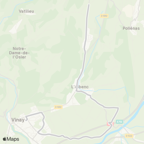 ARA Cars Région Isère - Scolaire Chantesse-l'Albenc-Vinay map