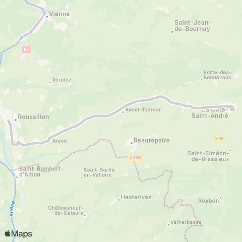 ARA Cars Région Isère - Scolaire Desserte la Cote St André map