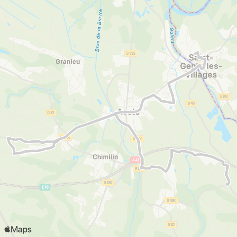 ARA Cars Région Isère - Scolaire Romagnieu (le Fayet)-St Genix sur Guiers map