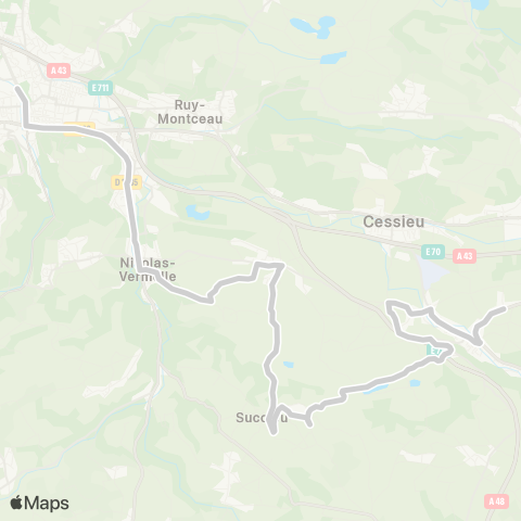 ARA Cars Région Isère - Scolaire St V. Cessieu-Succieu-Serezin-B.Jallieu map