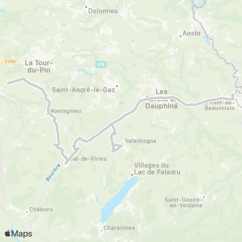 ARA Cars Région Isère - Scolaire Ste Blandine-V.Virieu-Pt de Beauvoisin map
