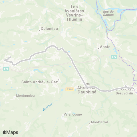 ARA Cars Région Isère - Scolaire La T. Pin-St Didier-Pont de Beauvoisin map