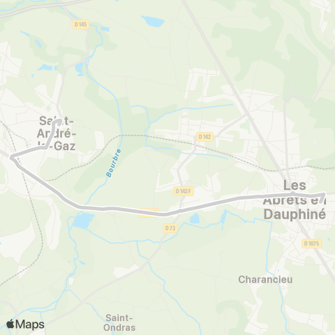 ARA Cars Région Isère - Scolaire St André le Gaz (Église)-les Abrets map