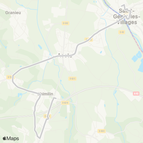 ARA Cars Région Isère - Scolaire Chimilin-Granieu-St Genix sur Guiers map