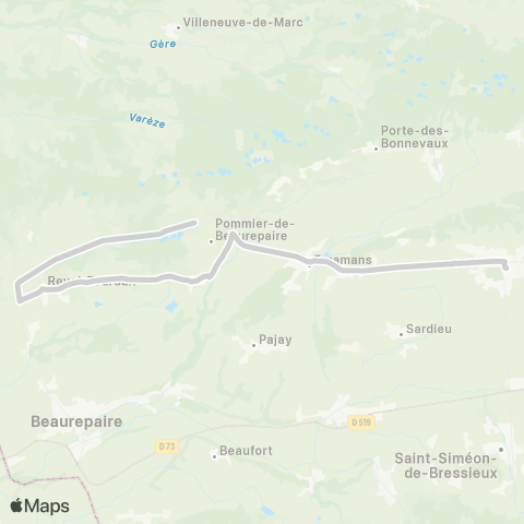 ARA Cars Région Isère - Scolaire Pommier-Pajay-la Cote St André map