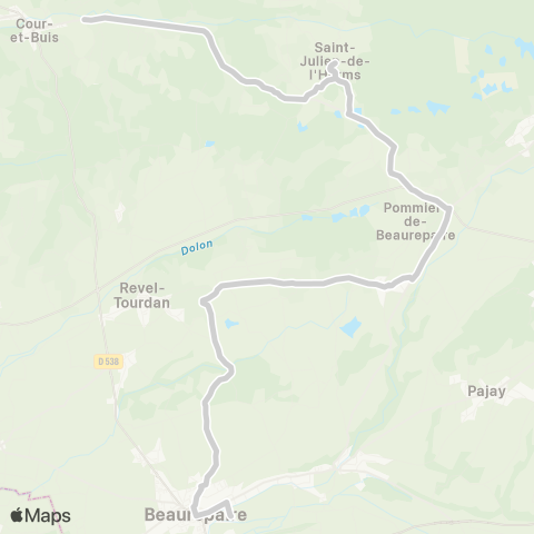 ARA Cars Région Isère - Scolaire Cour et Buis-Beaurepaire map