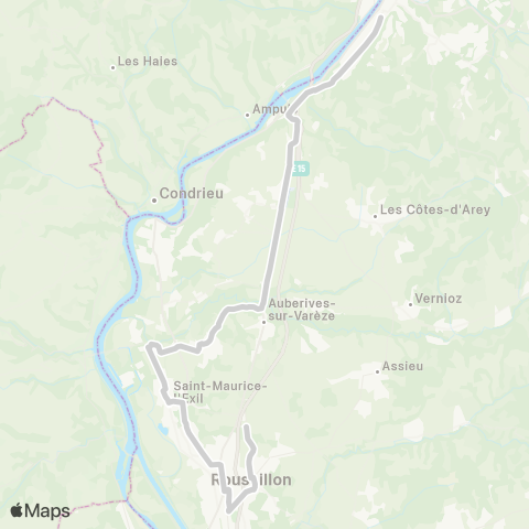 ARA Cars Région Isère - Scolaire Roussillon-Reventin Vaugris-Vienne map