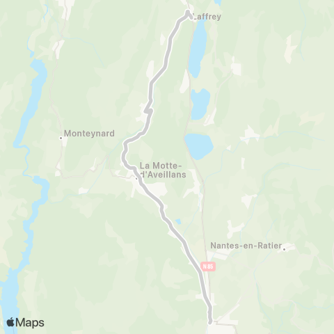 ARA Cars Région Isère - Scolaire Laffrey-Nd de Vaulx-la Mure (Marche) map