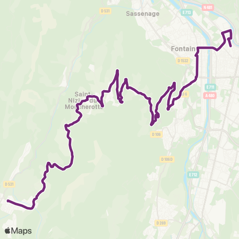 ARA Cars Région Isère Lans en Vercors-St Nizier-Grenoble map
