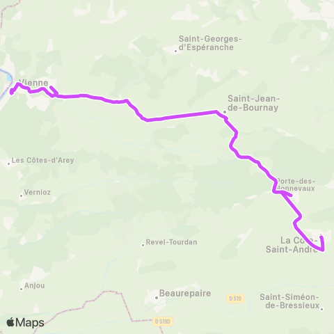 ARA Cars Région Isère Vienne-la Cote St André map