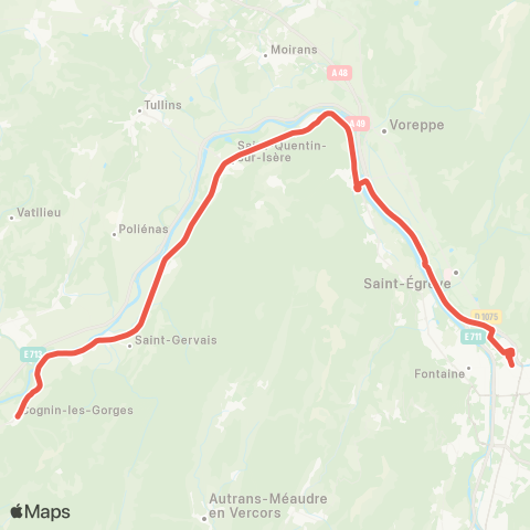 ARA Cars Région Isère Pont en Royans-Grenoble map