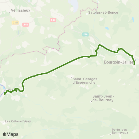 ARA Cars Région Isère Bourgoin Jallieu-l'Isle d'Abeau-Vienne map