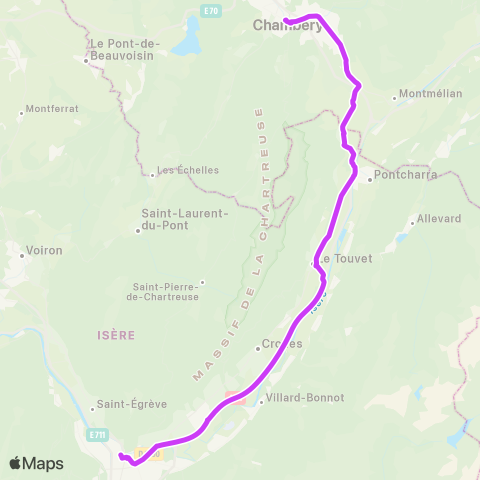 ARA Cars Région Isère Chambery-Chapareillan-Grenoble map