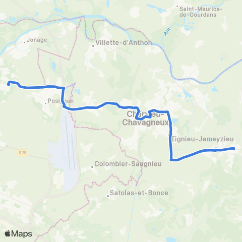 ARA Cars Région Isère Express Cremieu-Meyzieu map