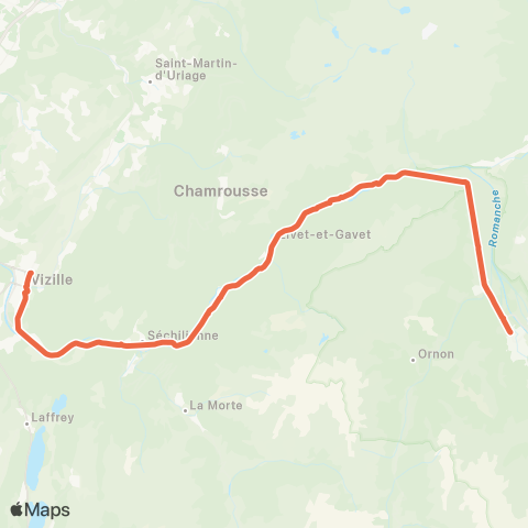 ARA Cars Région Isère Bourg d'Oisans-Vizille-Grenoble map