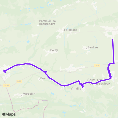 ARA Cars Région Isère Beaurepaire-la Cote St André map